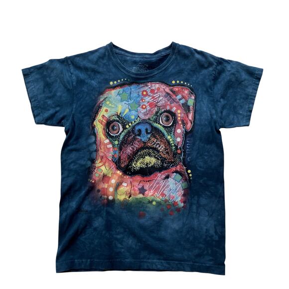 The Mountain Colorful Pug Cotton T-Shirt Size M Blue Multi - Picture 1 of 5